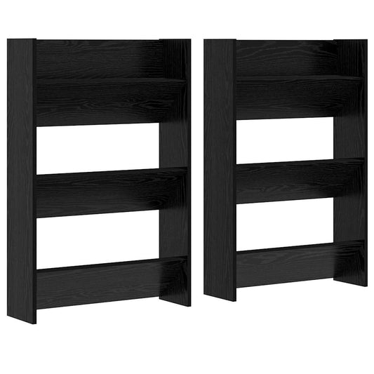 Veggsko skap 2 pcs Svart eik 60 x 18 x 60 cm Konstruert tre