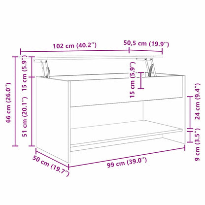 Kaffebord artisan eik 102 x 50 x 52.5 cm Konstruert tre