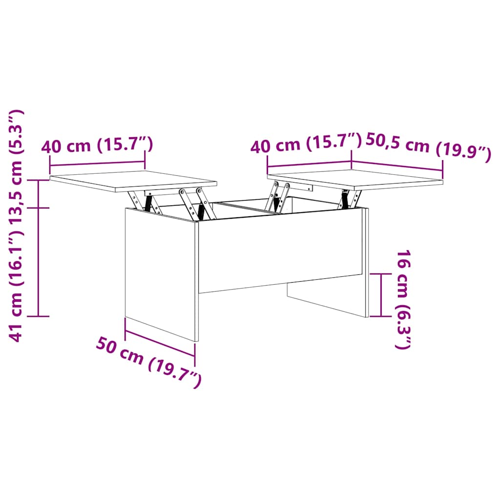 Kaffebord artisan eik 80 x 50,5 x 42,5 cm Konstruert tre