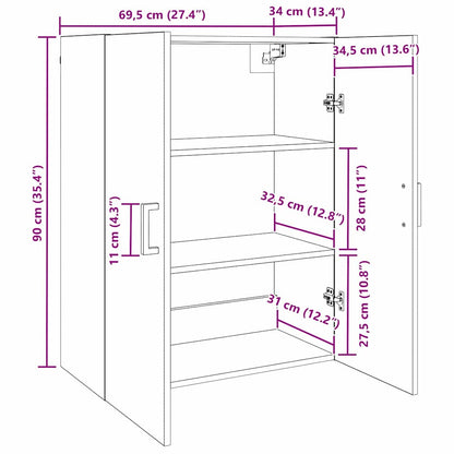 Veggskap Veggmontert Brun 69.5 x 34 x 90 cm Konstruert tre