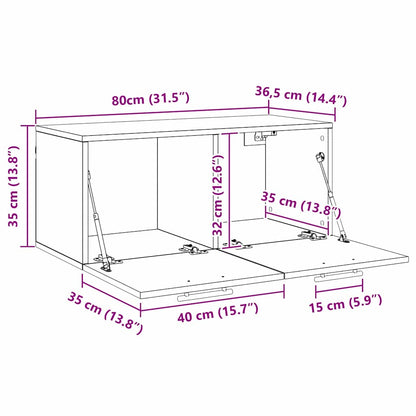 Veggskap Veggmontert Svart eik 80 x 36.5 x 35 cm Konstruert tre