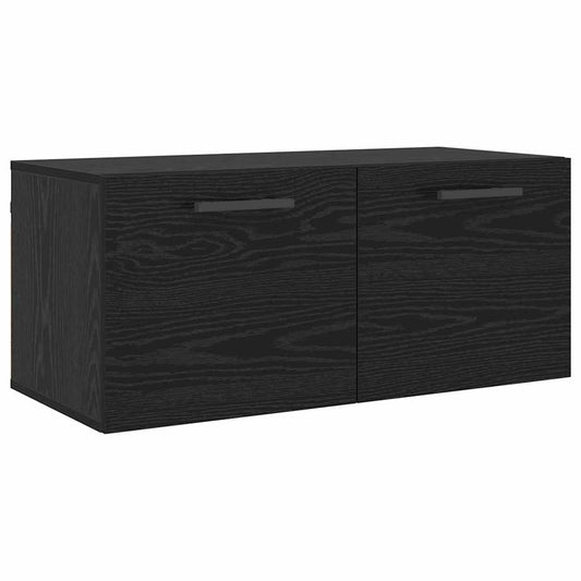 Veggskap Veggmontert Svart eik 80 x 36.5 x 35 cm Konstruert tre