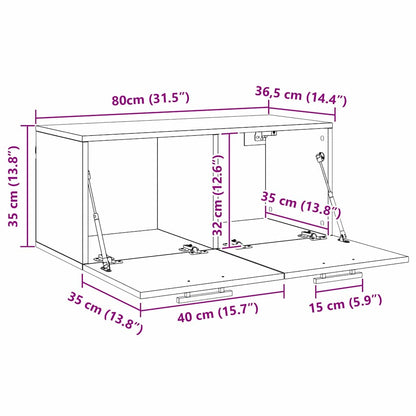 Veggskap Veggmontert Svart eik 80 x 36.5 x 35 cm Konstruert tre