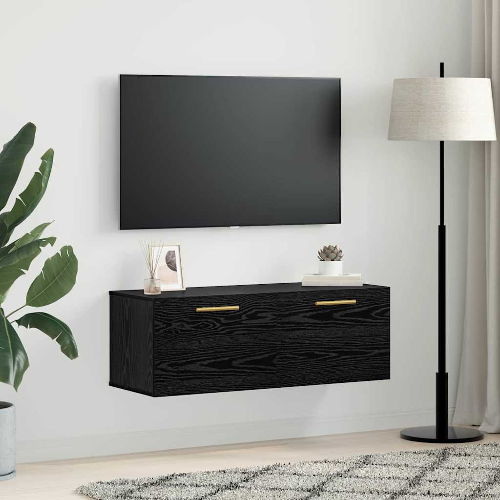 Veggskap Svart eik 100 x 36.5 x 35 cm Konstruert tre
