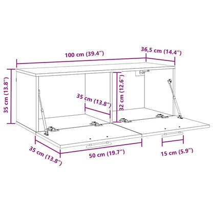 Veggskap Svart eik 100 x 36.5 x 35 cm Konstruert tre