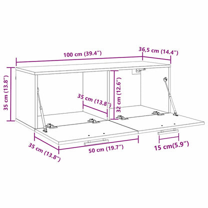 Veggskap Svart eik 100 x 36.5 x 35 cm Konstruert tre