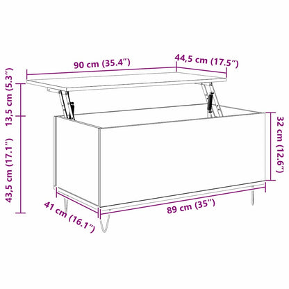 Kaffebord artisan eik 90 x 44.5 x 45 cm Konstruert tre