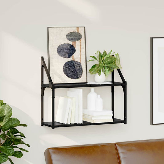 Vegghylle med hylle Svart eik 60 x 21 x 51 cm Konstruert tre