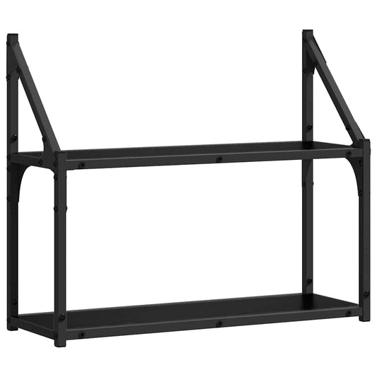 Vegghylle med hylle Svart eik 60 x 21 x 51 cm Konstruert tre