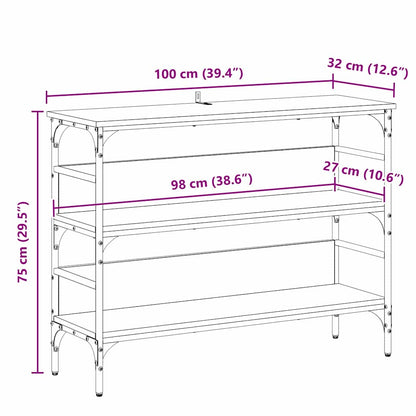 Konsollbord med hylle Svart eik 100 x 32 x 75 cm Konstruert tre