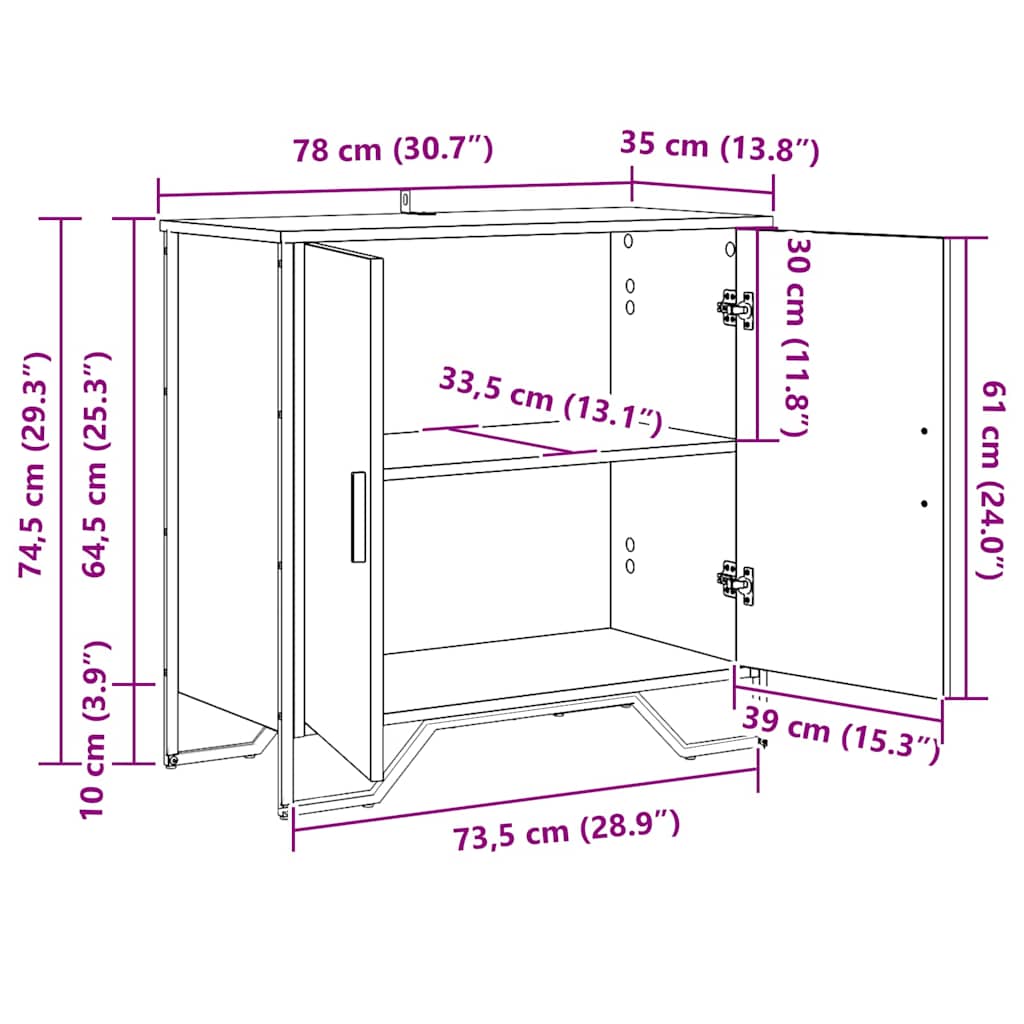Serviesskap artisan eik 78 x 35.5 x 74.5 cm Konstruert tre