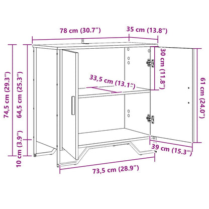 Serviesskap artisan eik 78 x 35.5 x 74.5 cm Konstruert tre