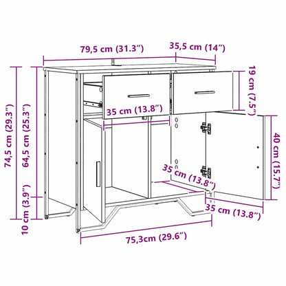 Serviesskap Svart eik 79.5 x 35.5 x 74.5 cm Konstruert tre