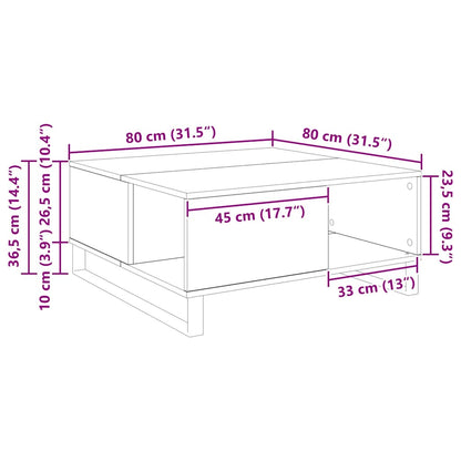 Kaffebord artisan eik 80 x 80 x 36.5 cm Konstruert tre