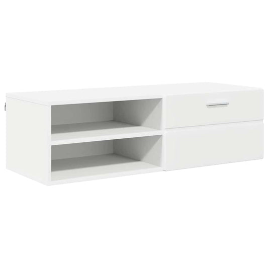 TV-skap med skuff Hvit 100.5 x 39 x 30 cm Konstruert tre
