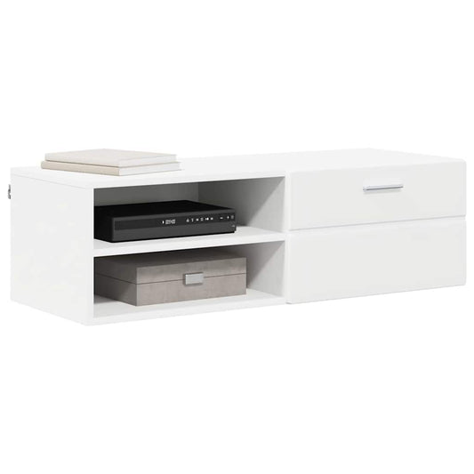 TV-skap med skuff Hvit 100.5 x 39 x 30 cm Konstruert tre