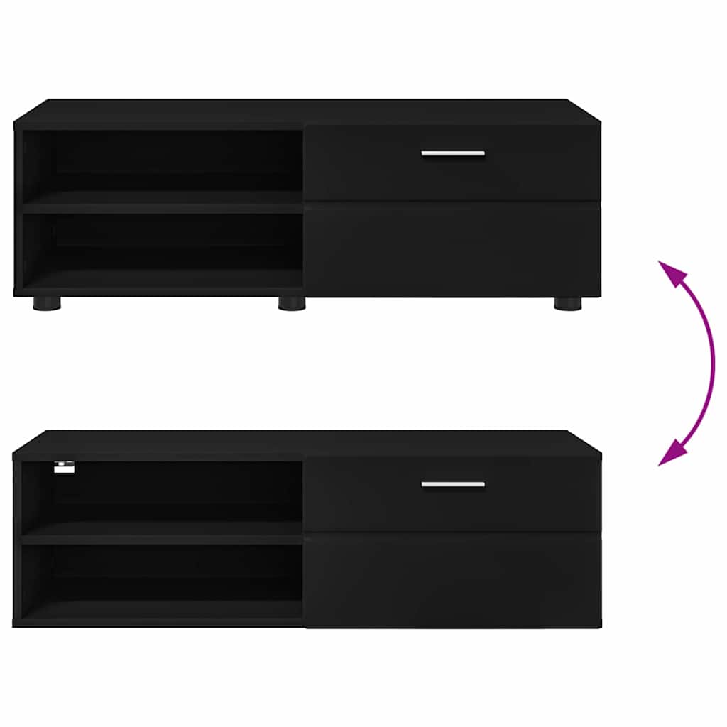 TV-skap med skuff Svart 100.5 x 39 x 30 cm Konstruert tre