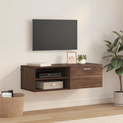 TV-skap med skuff brun eik 100.5 x 39 x 30 cm Konstruert tre