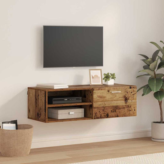 TV-skap med skuff Gammelt tre 100.5 x 39 x 30 cm Konstruert tre