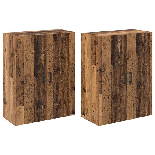 Vegghengte skap 2 pcs Gammelt tre 69.5 x 34 x 90 cm