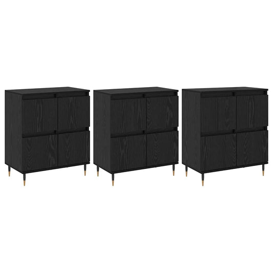 Skap 3 pcs Svart eik 180 x 35 x 70 cm Konstruert tre