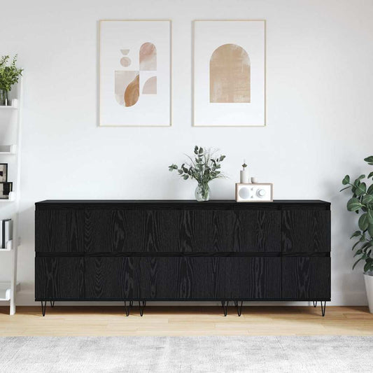 Skap 3 pcs Svart eik 180 x 35 x 70 cm Konstruert tre