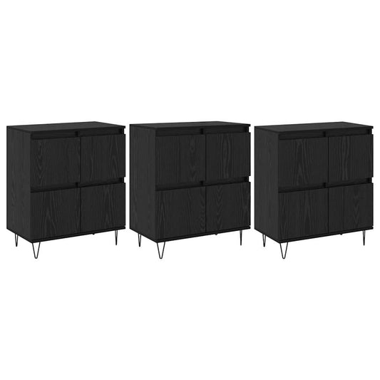Skap 3 pcs Svart eik 180 x 35 x 70 cm Konstruert tre