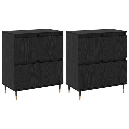 Skap 2 pcs Svart eik 120 x 35 x 70 cm Konstruert tre