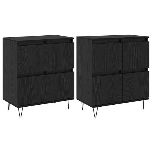 Skap 2 pcs Svart eik 120 x 35 x 70 cm Konstruert tre