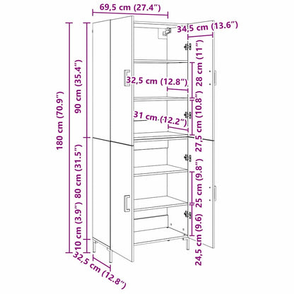 Høyskap artisan eik 69.5 x 34 x 180 cm Konstruert tre