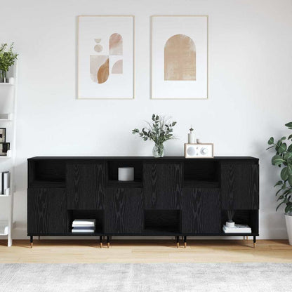 Skap 3 pcs Svart eik 180 x 35 x 70 cm Konstruert tre