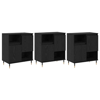 Skap 3 pcs Svart eik 180 x 35 x 70 cm Konstruert tre