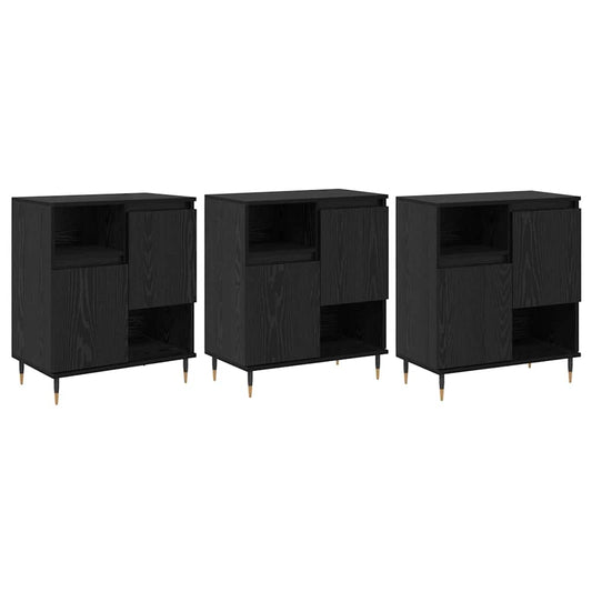 Skap 3 pcs Svart eik 180 x 35 x 70 cm Konstruert tre