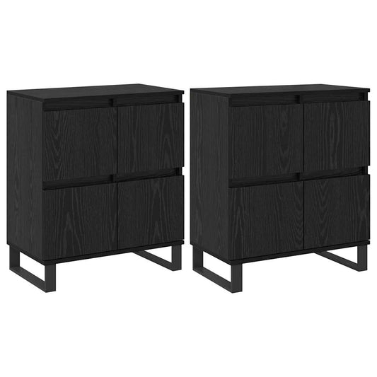 Skap 2 pcs Svart eik 120 x 35 x 70 cm Konstruert tre