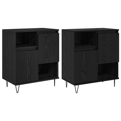 Skap 2 pcs Svart eik 120 x 35 x 70 cm Konstruert tre