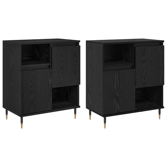 Skap 2 pcs Svart eik 120 x 35 x 70 cm Konstruert tre