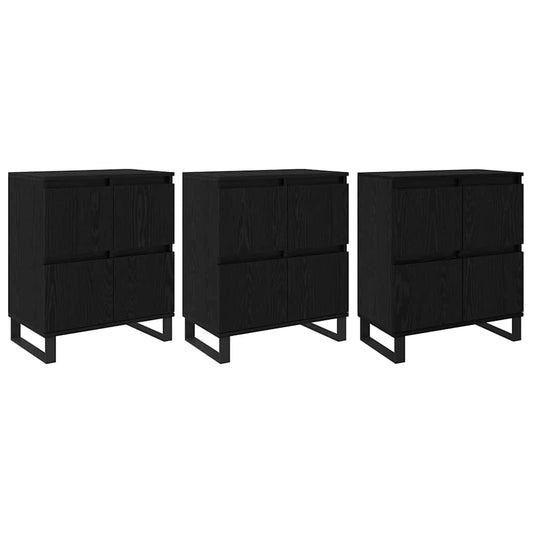 Skap 3 pcs Svart eik 180 x 35 x 70 cm Konstruert tre