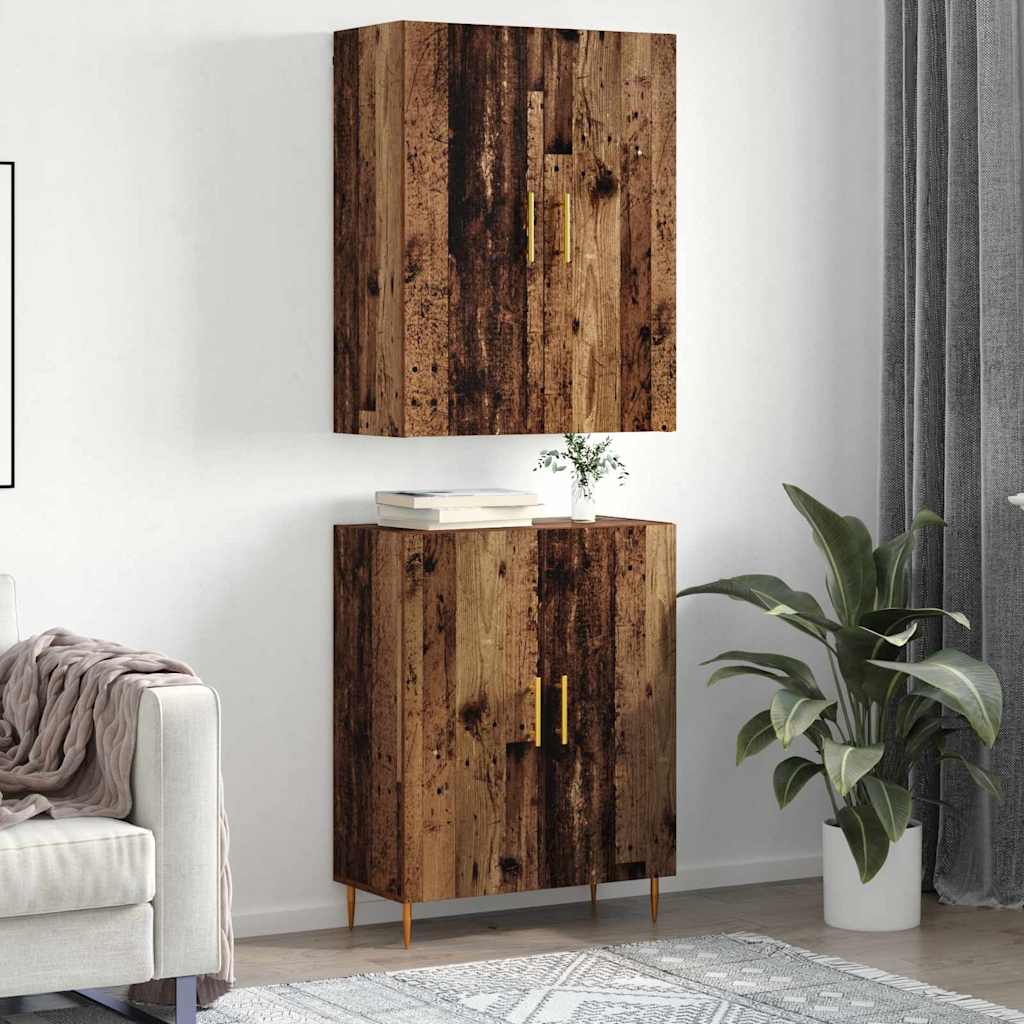 Høyskap Gammelt tre 69.5 x 34 x 180 cm Konstruert tre