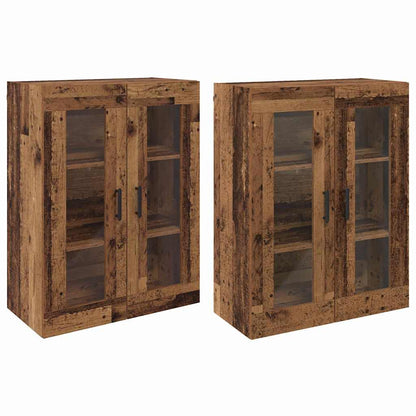 Vegghengte skap 2 pcs Gammelt tre 69.5 x 34 x 90 cm