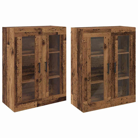 Vegghengte skap 2 pcs Gammelt tre 69.5 x 34 x 90 cm