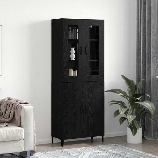 Høyskap 2 pcs Svart eik 69.5 x 34 x 180 cm Konstruert tre