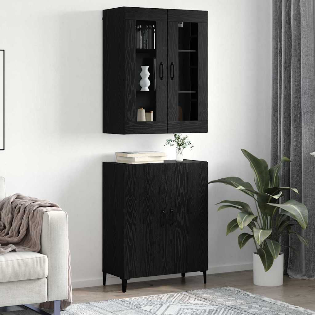 Høyskap 2 pcs Svart eik 69.5 x 34 x 180 cm Konstruert tre