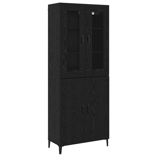 Høyskap 2 pcs Svart eik 69.5 x 34 x 180 cm Konstruert tre