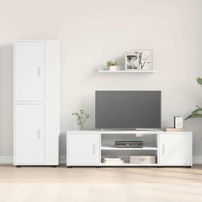 4-delt TV-skapsett Veggmontert 4 pcs Hvit Konstruert tre