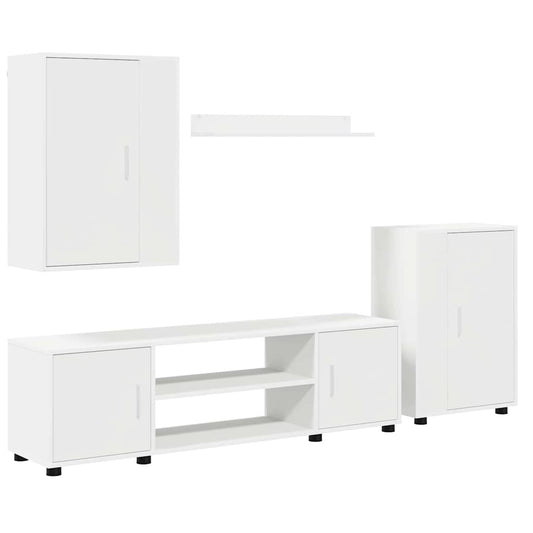 4-delt TV-skapsett Veggmontert 4 pcs Hvit Konstruert tre