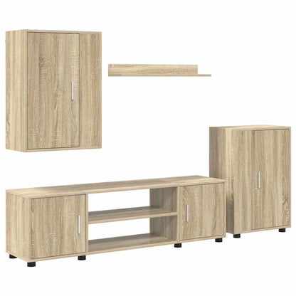 4-delt TV-skapsett Veggmontert 4 pcs Sonoma eik Konstruert tre
