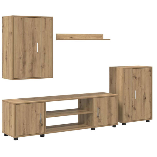 4-delt TV-skapsett Veggmontert 4 pcs artisan eik Konstruert tre