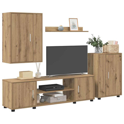 4-delt TV-skapsett Veggmontert 4 pcs artisan eik Konstruert tre
