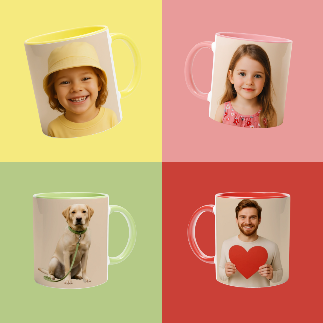 Keramisk krus 325 ml - farget innside og hank