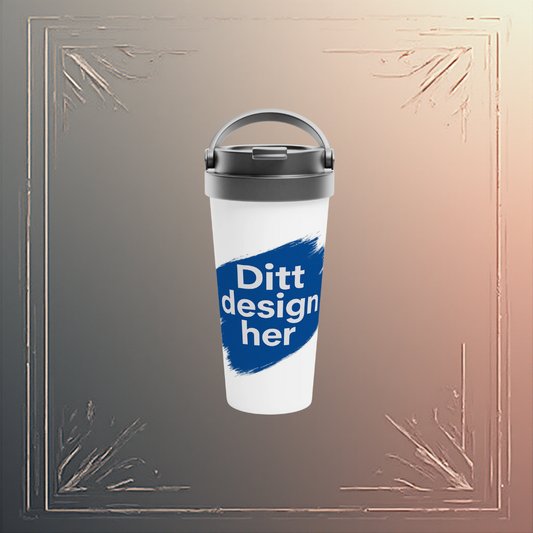 Hvitt reisekrus i rustfritt stål - 443 ml